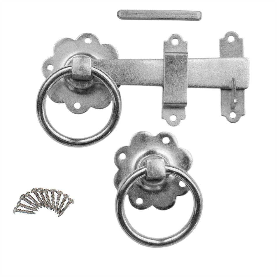 Ring Gate Latch Heavy Duty Smooth 152mm (6 inch) - Zinc Plated