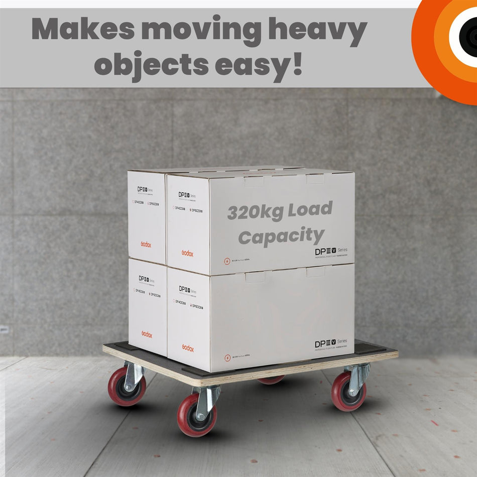 Dolly Trolley Heavy-Duty, 320kg Load, 59x49cm Flat Platform Cart