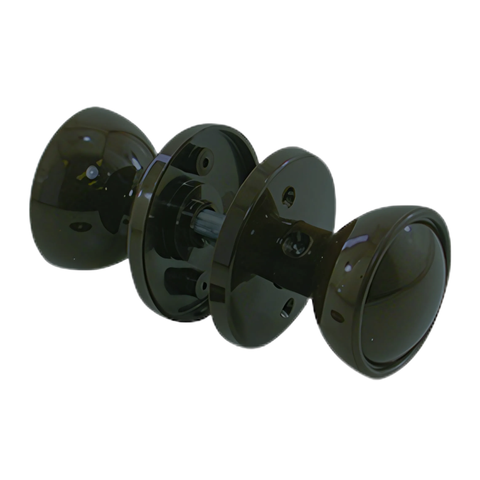 Plastic Door Knob Set Black Rim Mortice Keyhole Escutcheons (1 Pair)