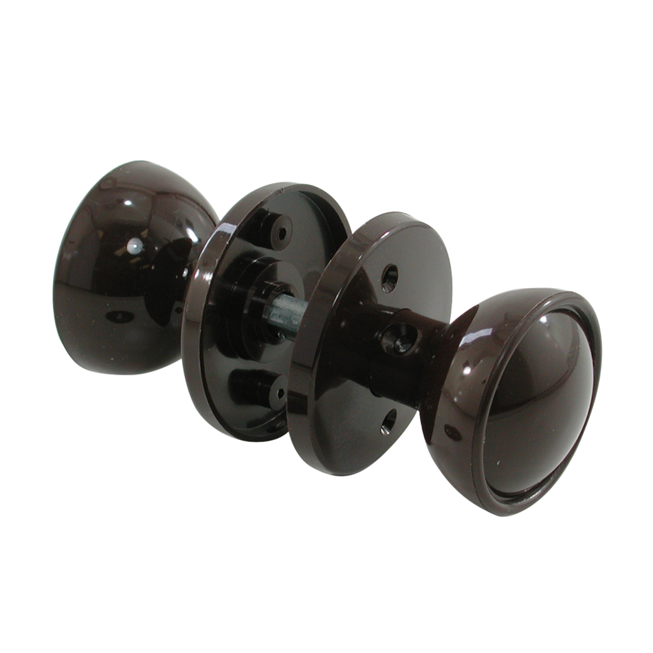 Plastic Door Knob Set Brown Rim Mortice Keyhole Escutcheons (1 Pair)