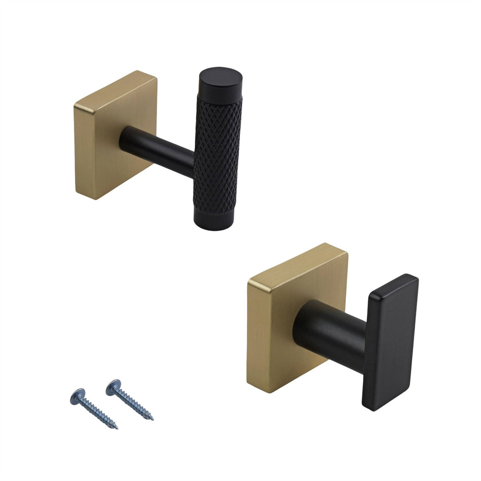 5 Pack Square Plate Coat Hooks - Modern Wall Hooks