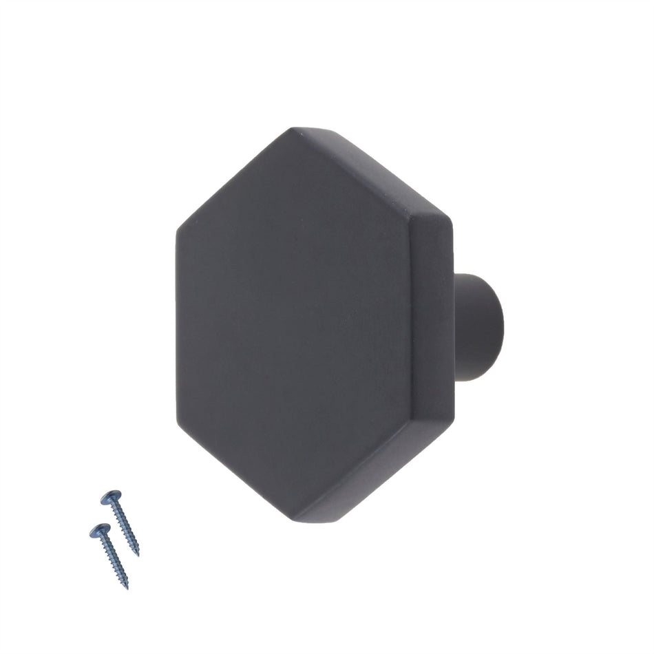 10 Pack Modern Hexagonal Knobs 35mm - Contemporary Metal Door Knobs