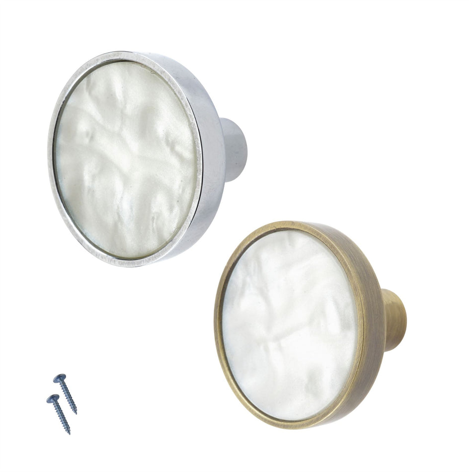 10 Pack Marble Centre Knobs 30mm - Metal Door Knobs