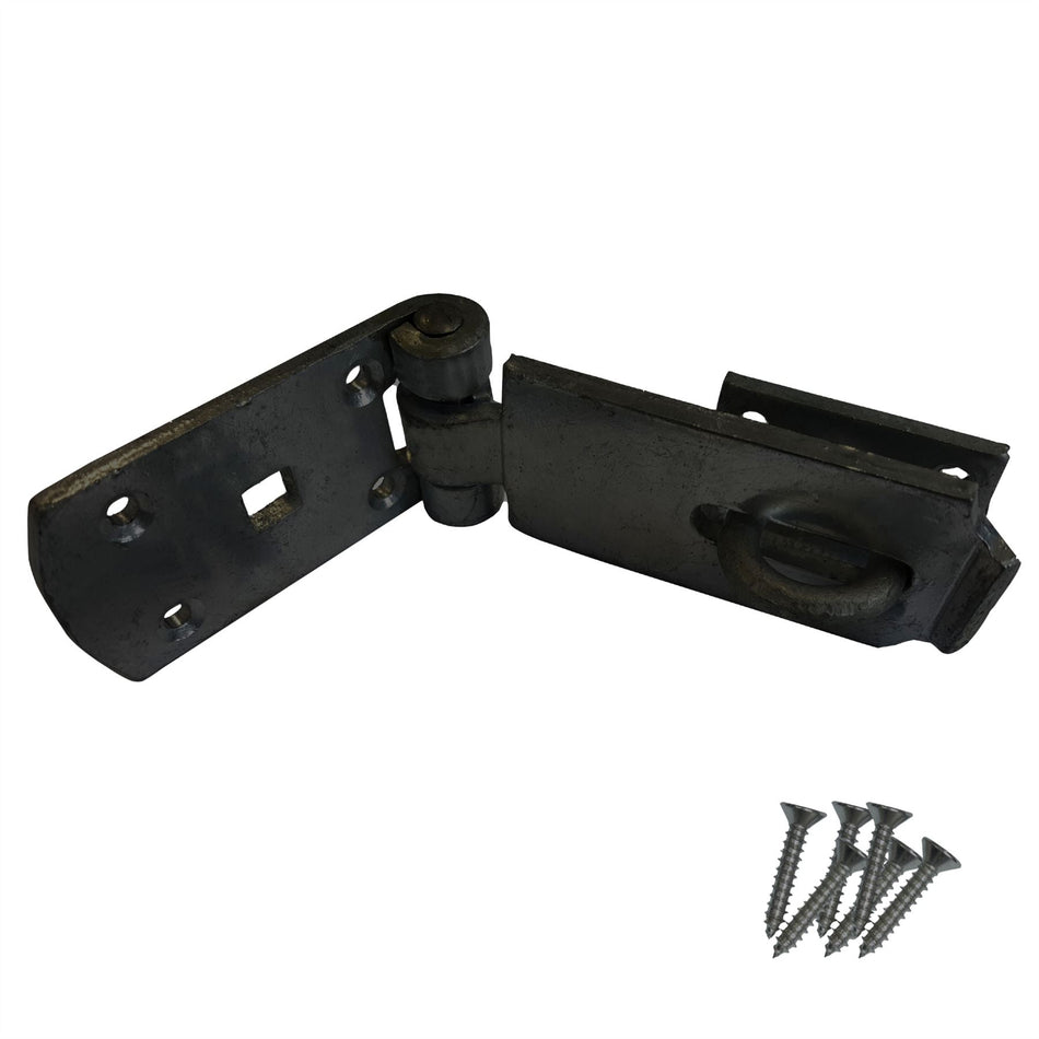 Heavy-Duty Hasp & Staple 5 Inch (125mm) Shed Door & Gate Lock - Black