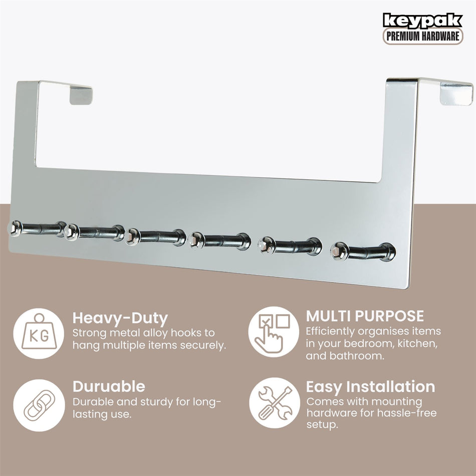 Over The Door Hanger - Satainless Steel Hanger with Hooks 6