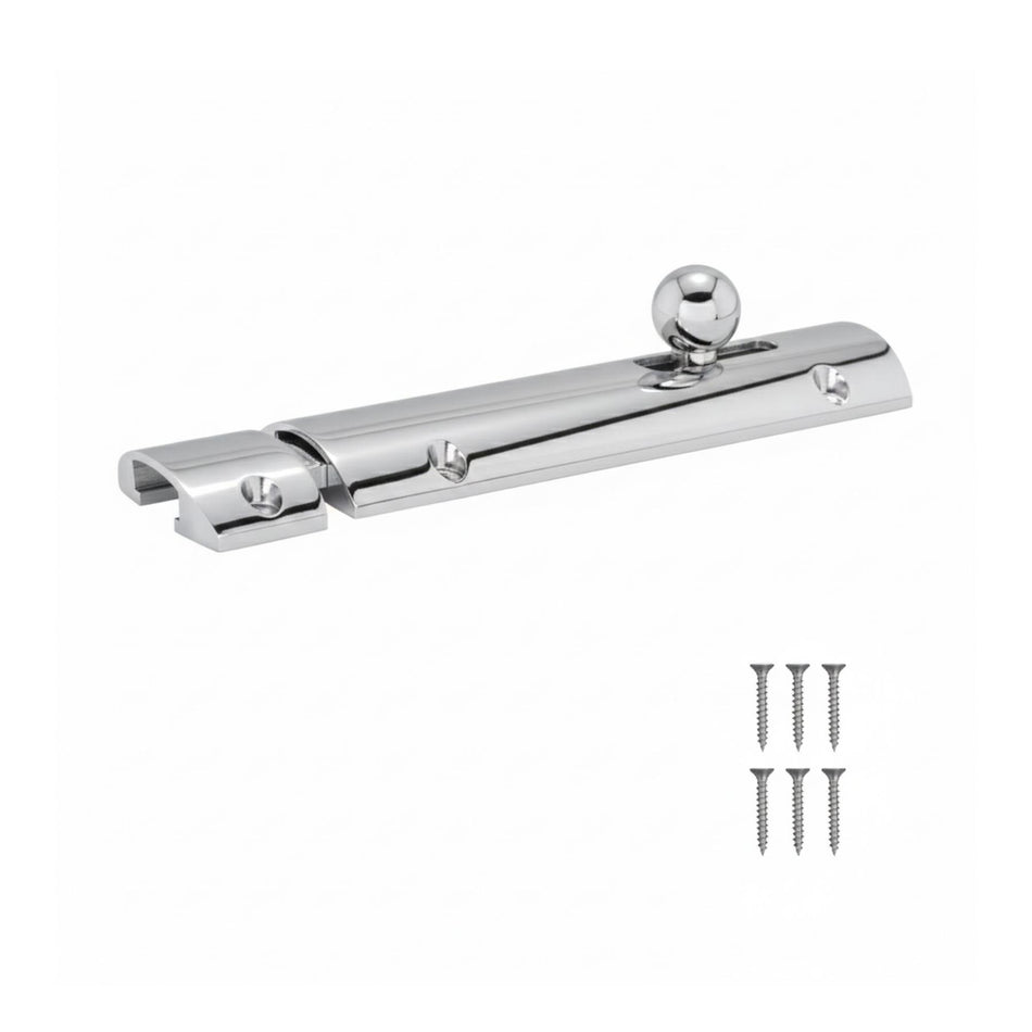 Convex Door Bolt 102mm 1 Pack - Chome Plated