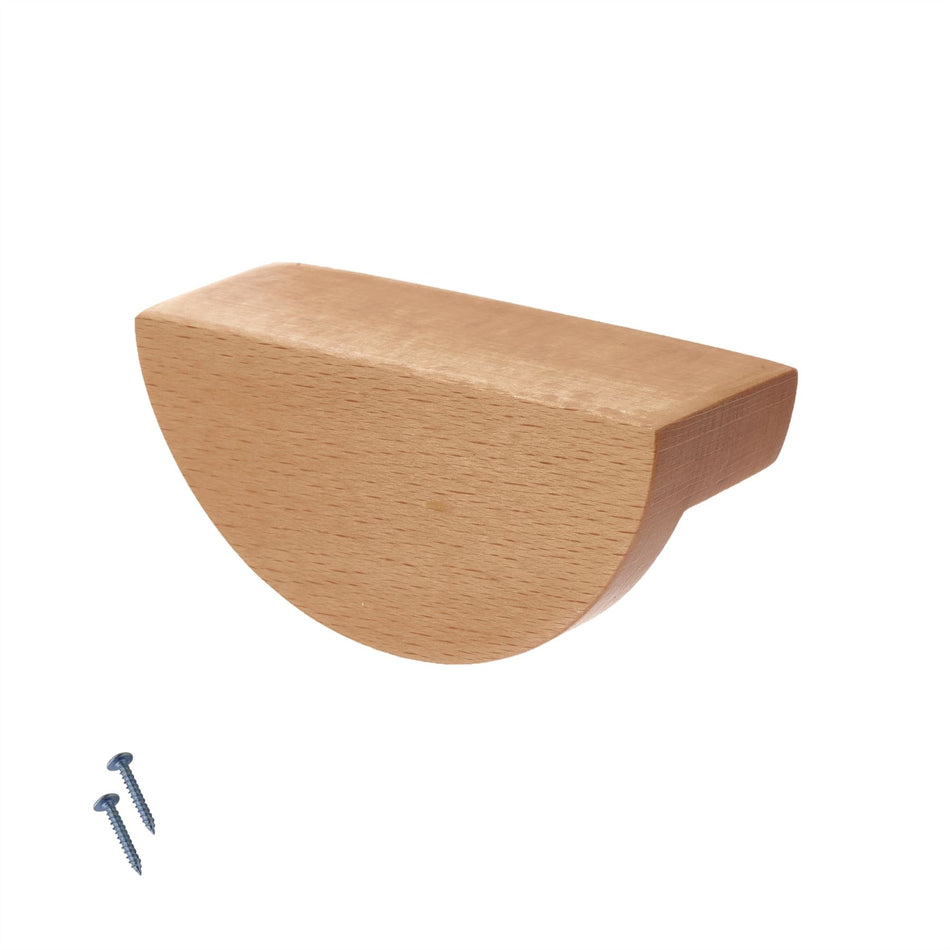 10 Pack Half Round Beech Wood Handles 75mm – Natural Wooden Cabinet & Drawer Pull Handles