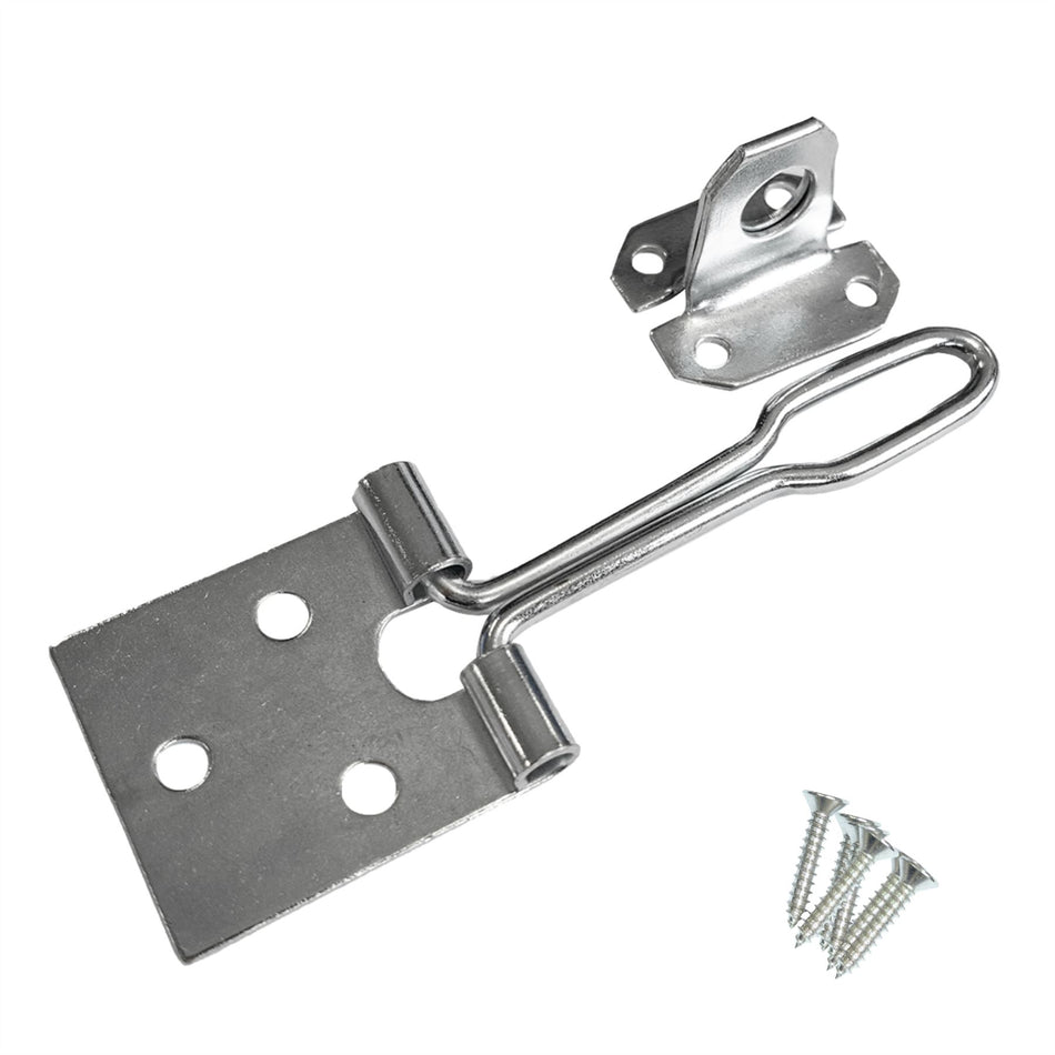 Wire Hasp & Staple 4 Inch (100mm) Shed Door & Hutch Lock - Zinc Plated