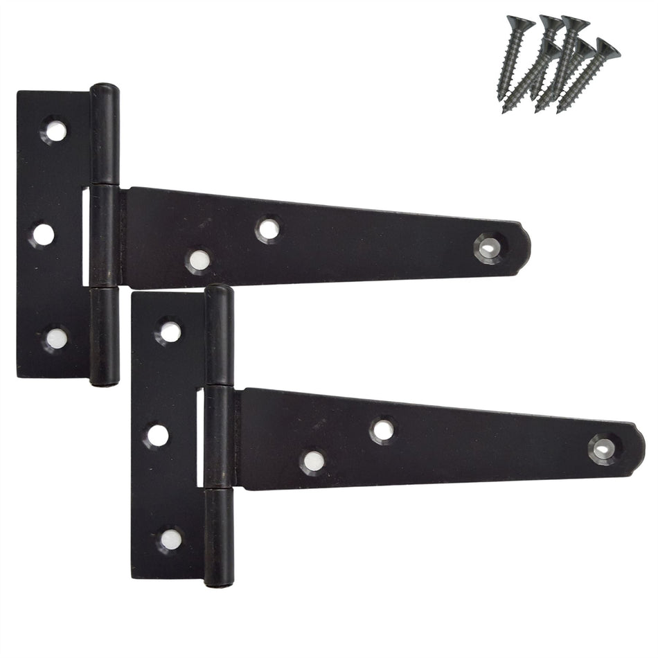 Tee Hinges 150mm Black Powder Coated Pair
