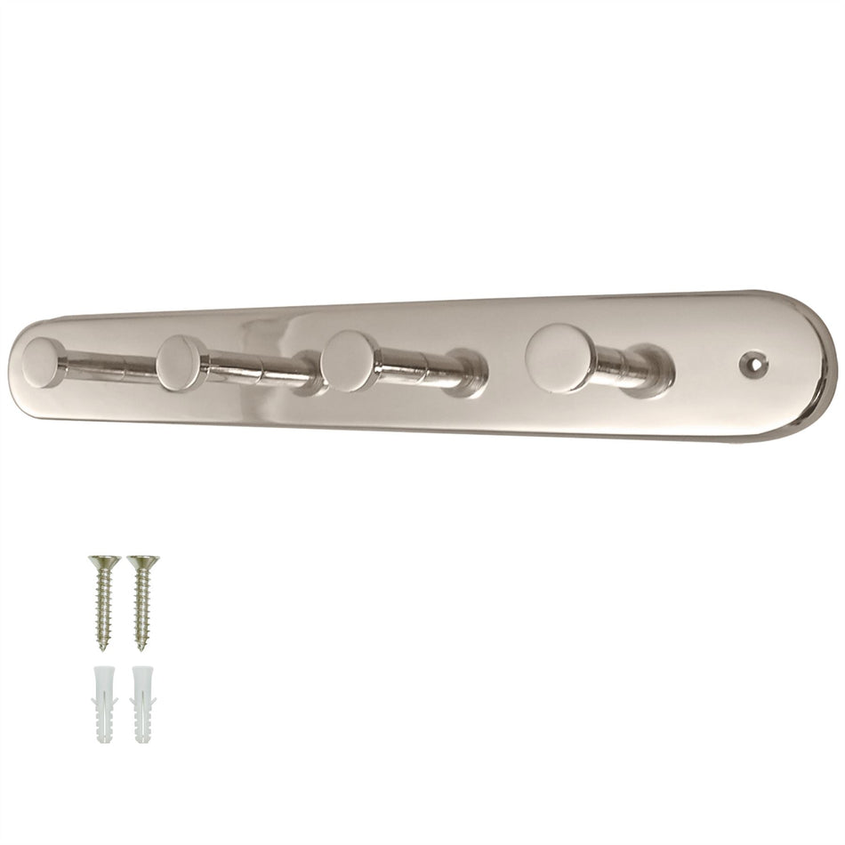 4 Hook Steel Heavy Duty Coat Rack - 29cm Wall Mounted