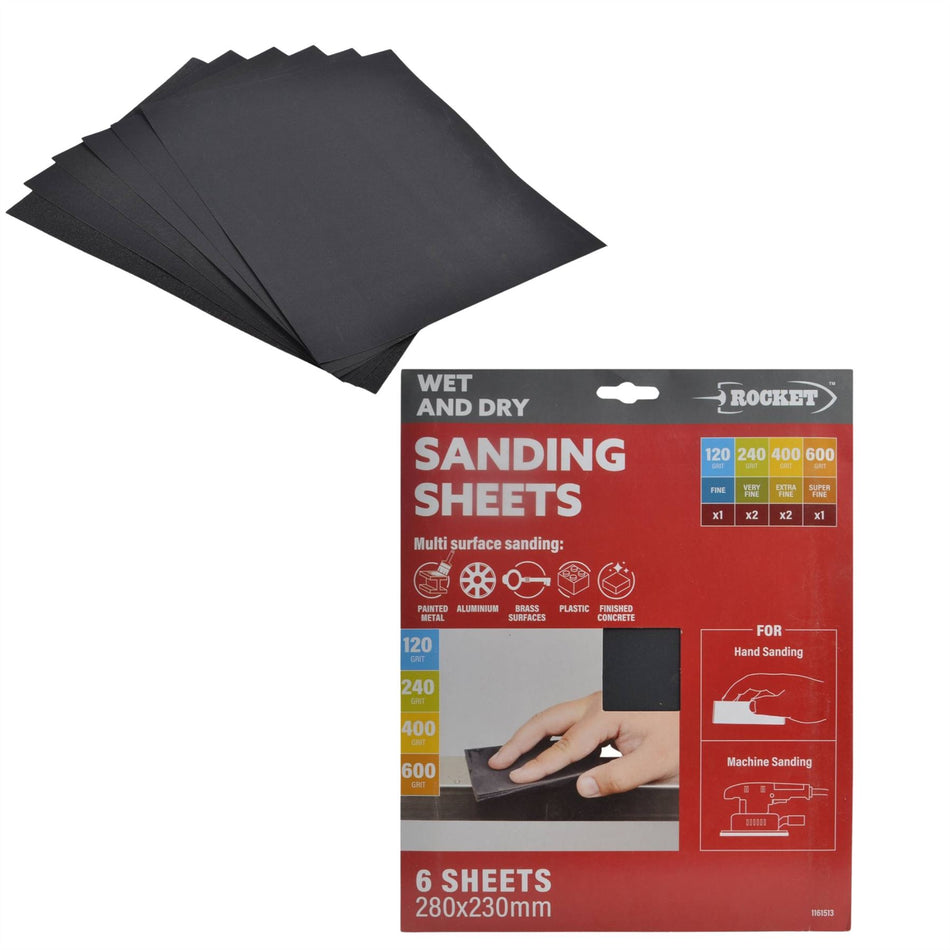 Wet & Dry Sanding Sheets 280mm x 230mm - Paint, Walls Hand & Machine Sandpaper