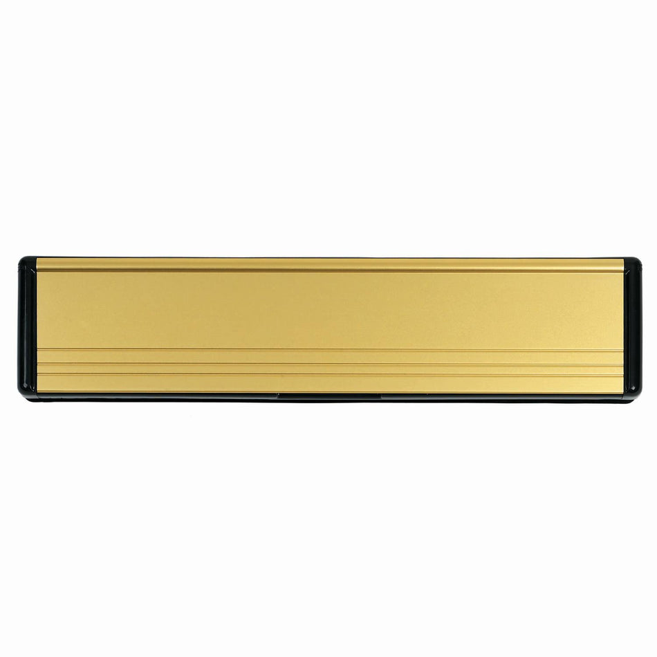 12" Telescopie Letterplate for 20-40mm Thick Doors - Black/Polished Gold