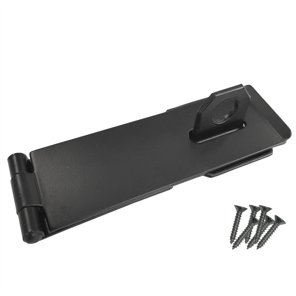 Safety Hasp & Staple 4.5 Inch (115mm) Gate, Shed & Cabinet Door Lock - Black
