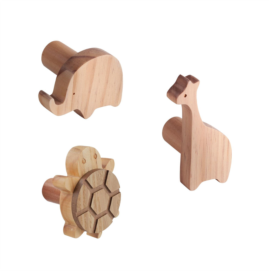 5 Pack Animal Wooden Coat Hooks