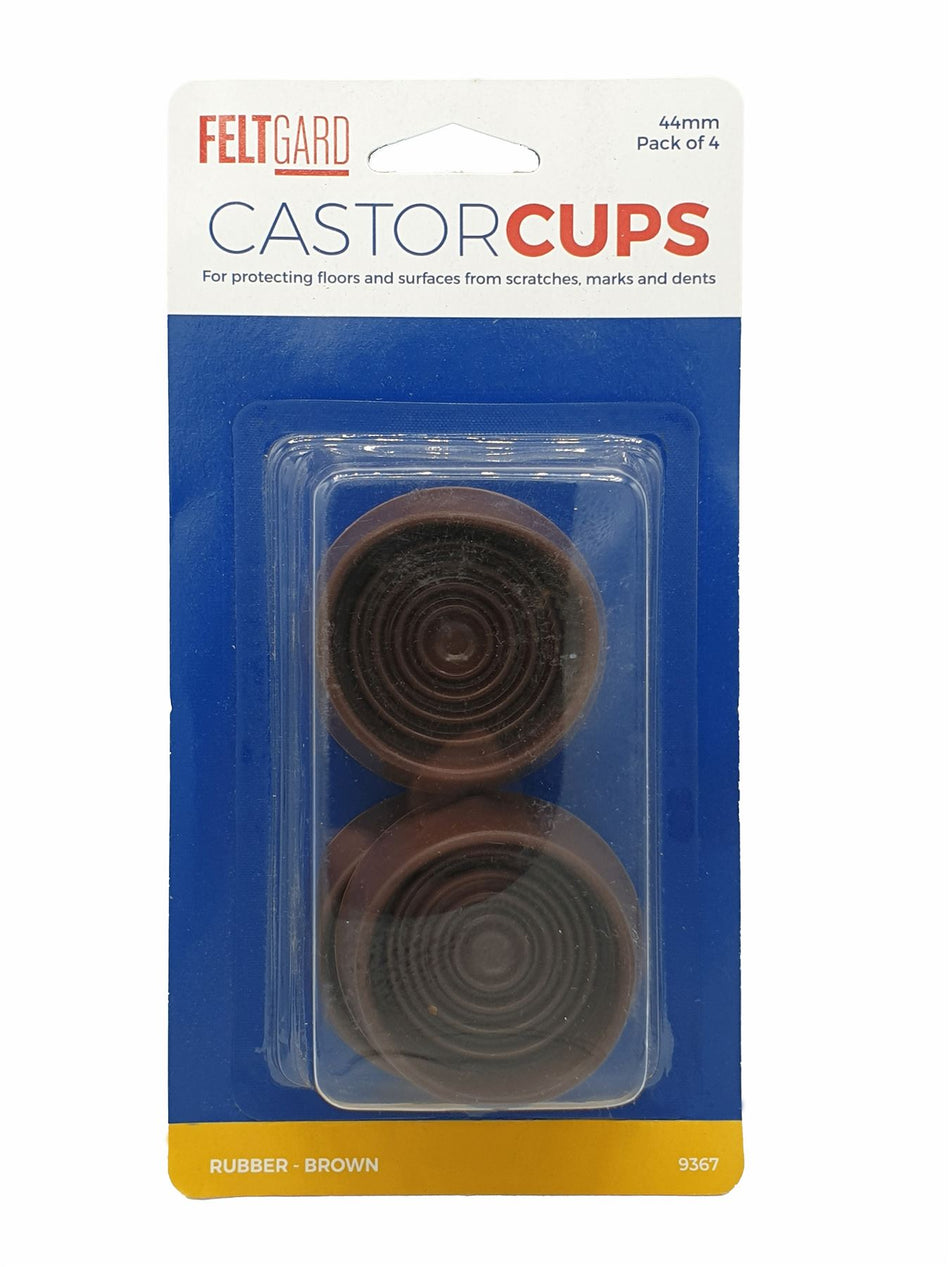 4 Pack 44mm Brown Rubber Non-Slip Castor Cups