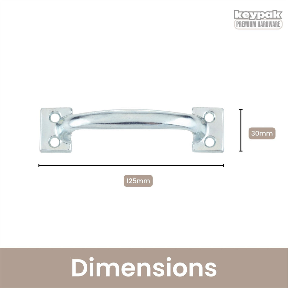5 Pack Steel Front Fix Handles 125mm Chrome Finish – Durable Steel Door Handles