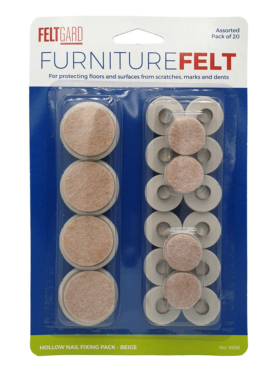 Felt Gard - Hollow Nail Fixing Table Chair Legs Pads Pack Pack of 20