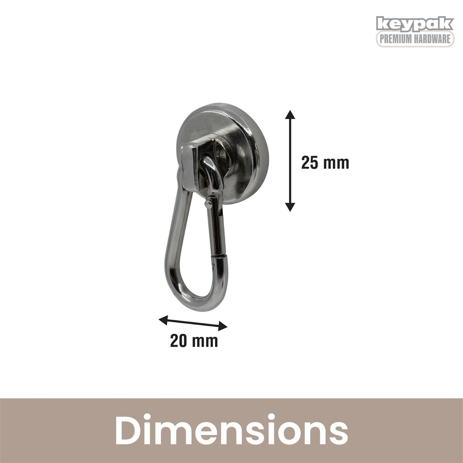 EverHang Pot Magnet with Carabiner – 25mm, 139N Strength (Pack of 2)