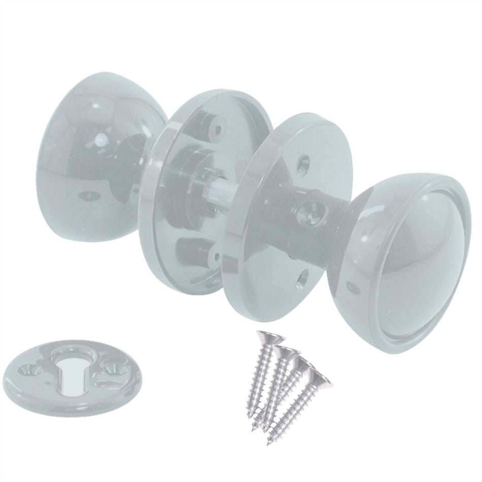 Plastic Door Knob Set White Rim Mortice Keyhole Escutcheons (1 Pair)