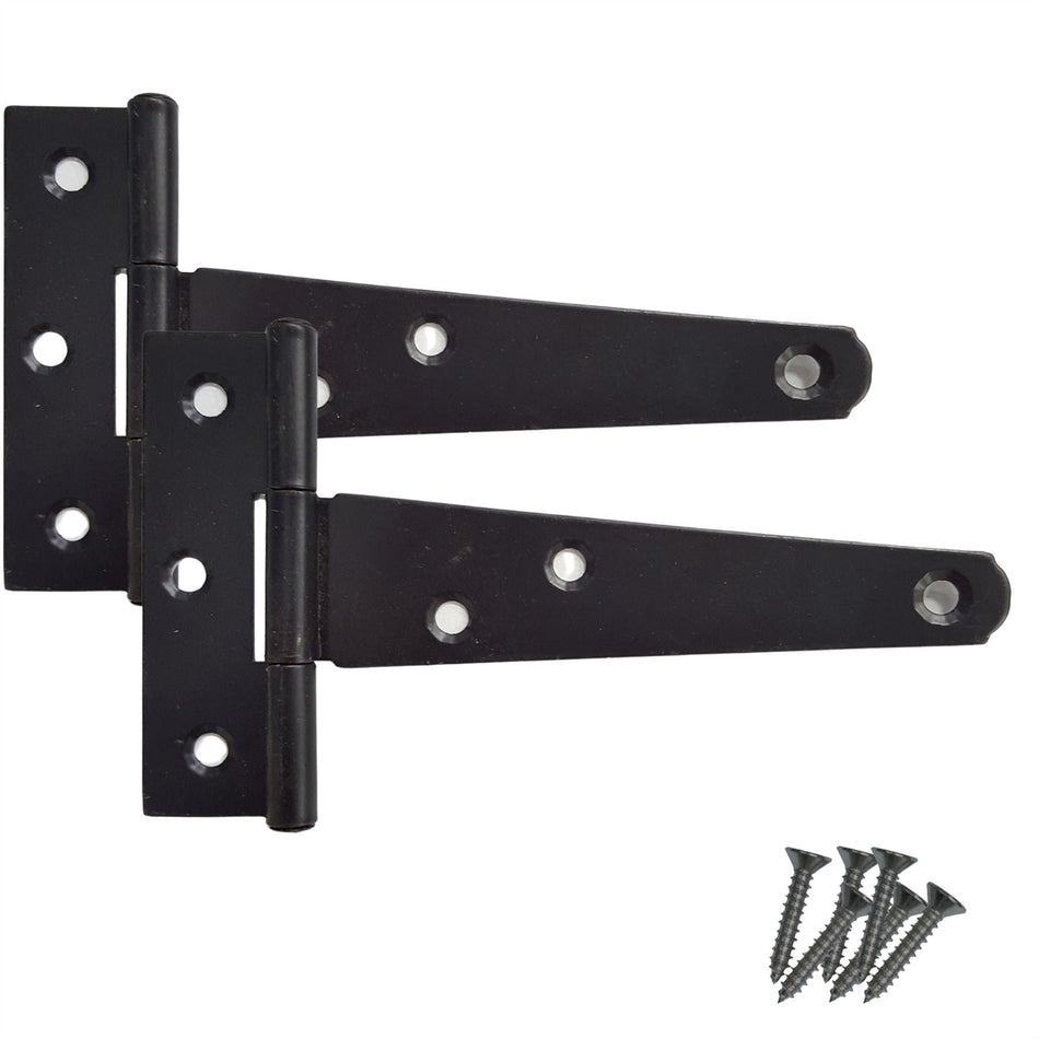 Tee Hinges 250mm Black Powder Coated Pair