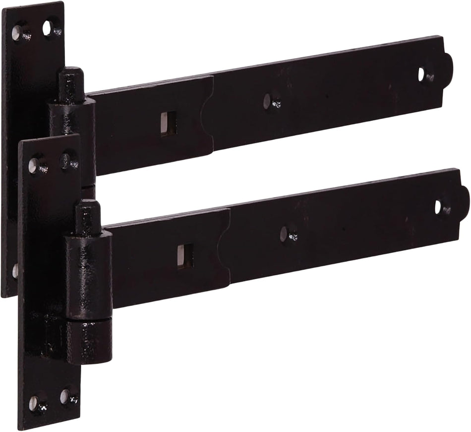 300mm Black Extended Hook & Band Hinges with Fixings Kit