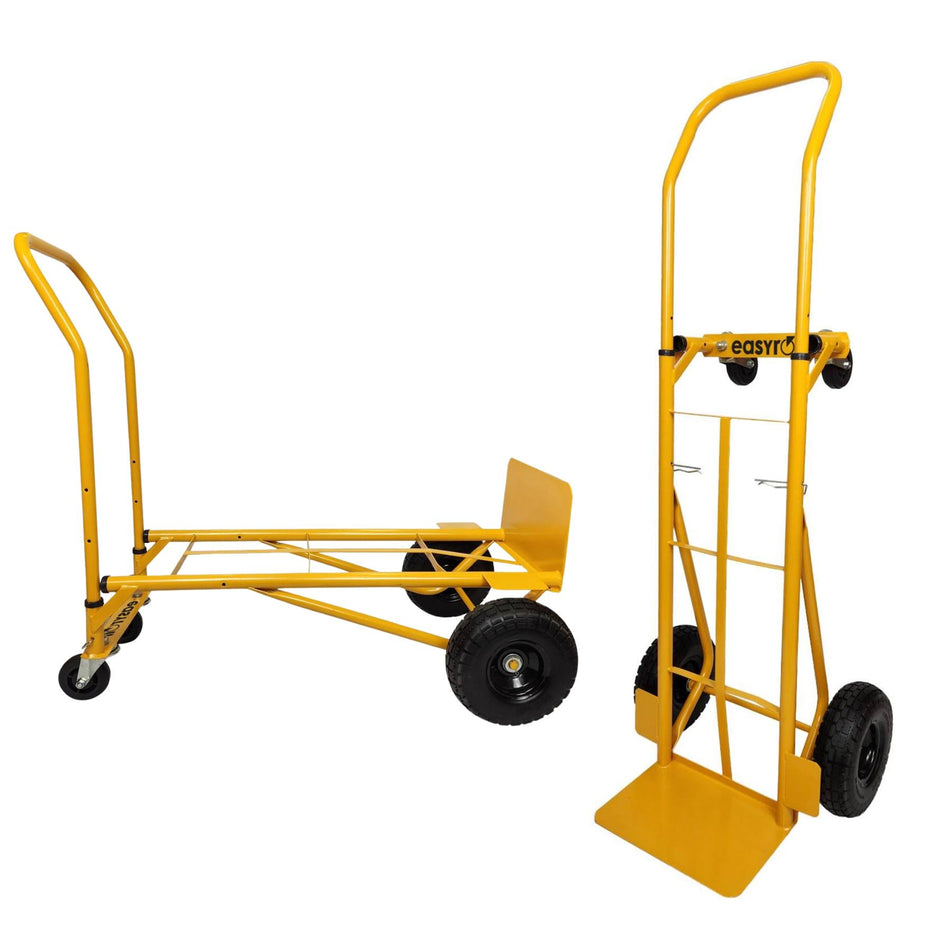 2-in-1 Heavy Duty Sack Truck & Flatbed Platform Cart Puncture Proof Wheels Steel