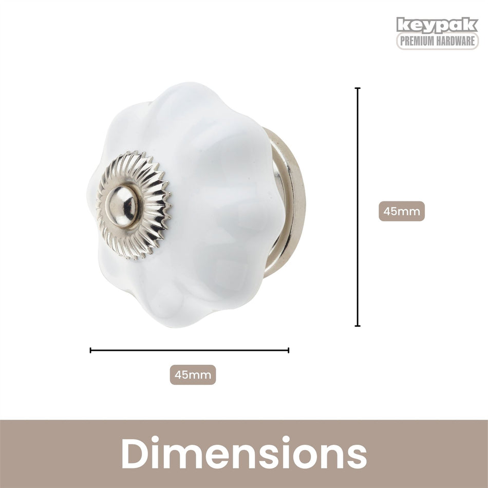 10 Pack Floral Ceramic Door Knobs 45mm White – Vintage Door Knobs