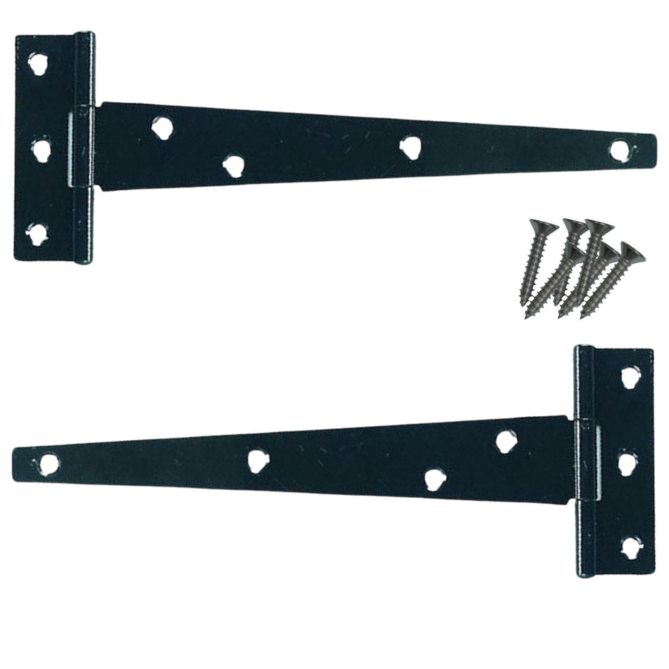 Tee Hinges 350mm Black Powder Coated Pair