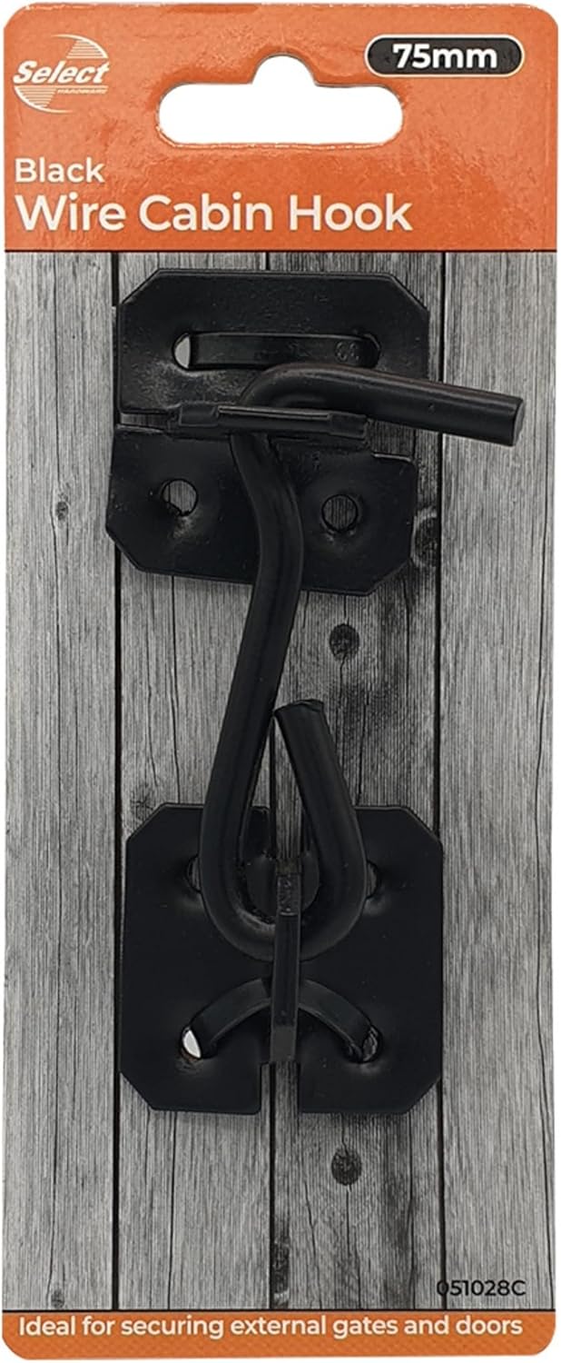 Cabin Hook, Traditional Style, Black, 100mm
