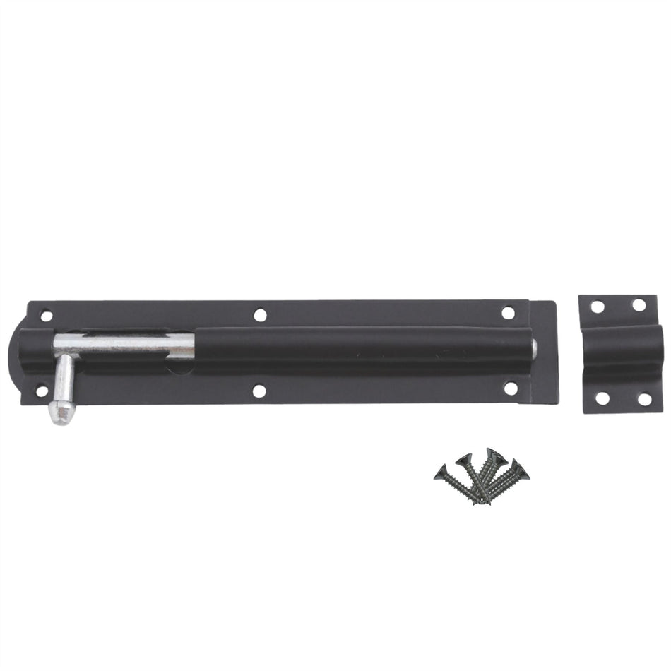 Garden Gate Shed Tower Bolt 3 Inch (75mm) Sliding Latch - Black