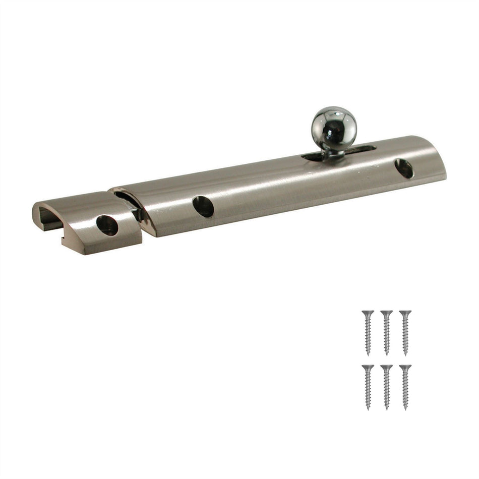 Convex Door Bolt 102mm 1 Pack - Brushed Satin Nickel
