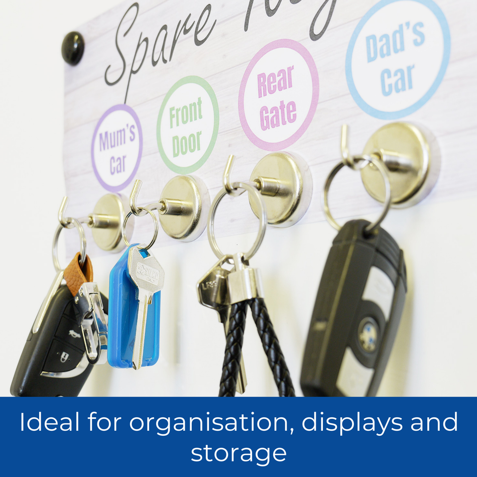 EverHang Magnetic Hooks - Silver, Heavy Duty 70N (Pack of 4)