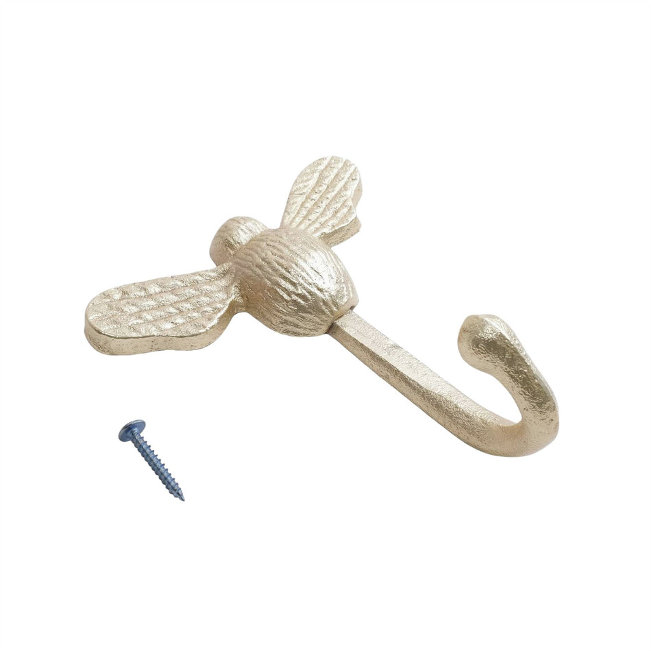 5 Pack Bumble Bee Wall Hook - Brushed Brass - Wall Mounted Storage