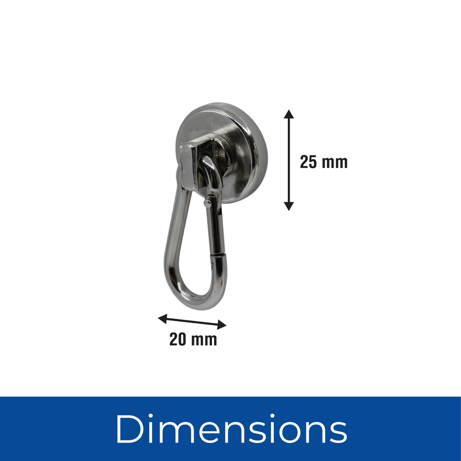 EverHang Pot Magnet with Carabiner – 25mm, 139N Strength (Pack of 2)