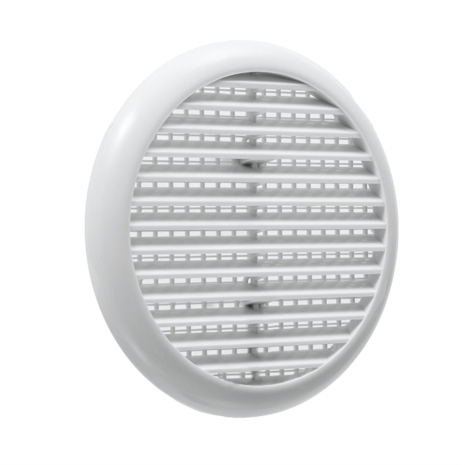 Round Louvre Air Vent Cover - Openings 80-152mm, Flyscreen - White
