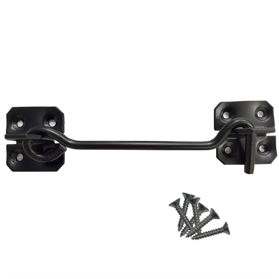 Wire Cabin Hook Eye Latch 6 Inch (150mm) Gate & Door Lock - Black