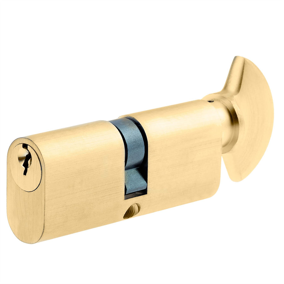 Thumbturn Euro Cylinder Lock 70mm Polished Brass Anti-Drill UPVC Door Lock