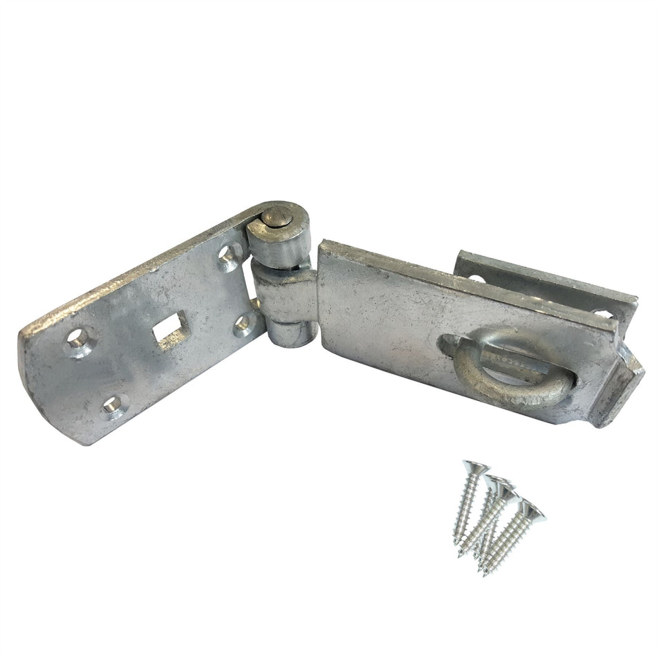 Heavy-Duty Hasp & Staple 5 Inch (125mm) Shed Door & Gate Lock - Zinc Plated