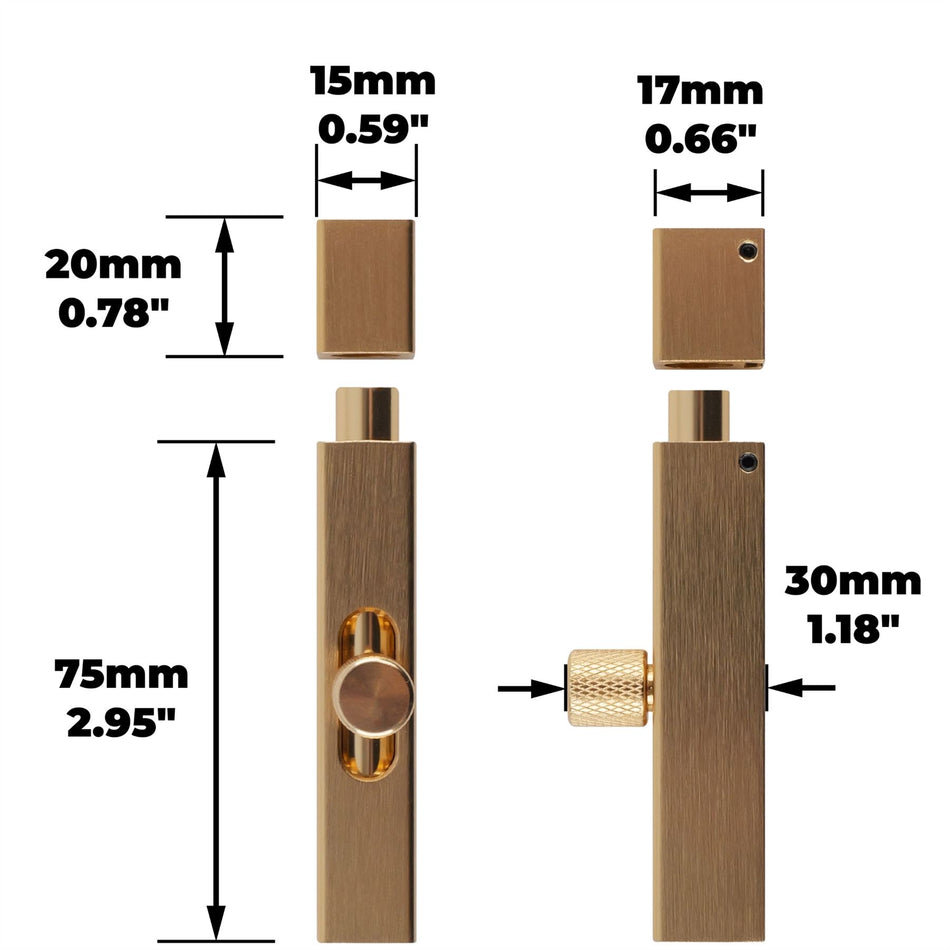 Modern Door Bolt 75mm Slide Barrel Lock Shed & Gate Door - Brushed Brass