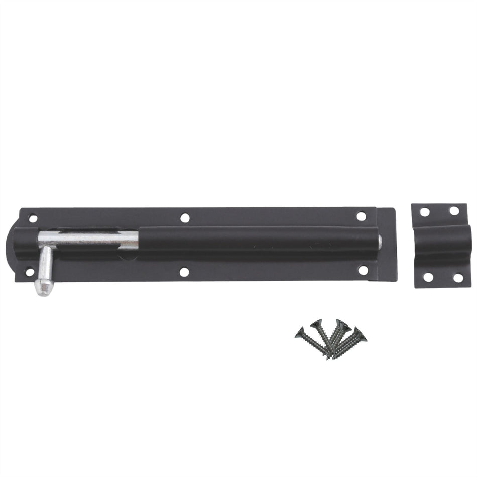 Garden Gate Shed Tower Bolt 4 Inch (100mm) Sliding Latch - Black