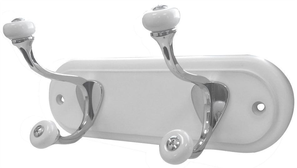 2 Ceramic Tip Hooks on White Wooden Board