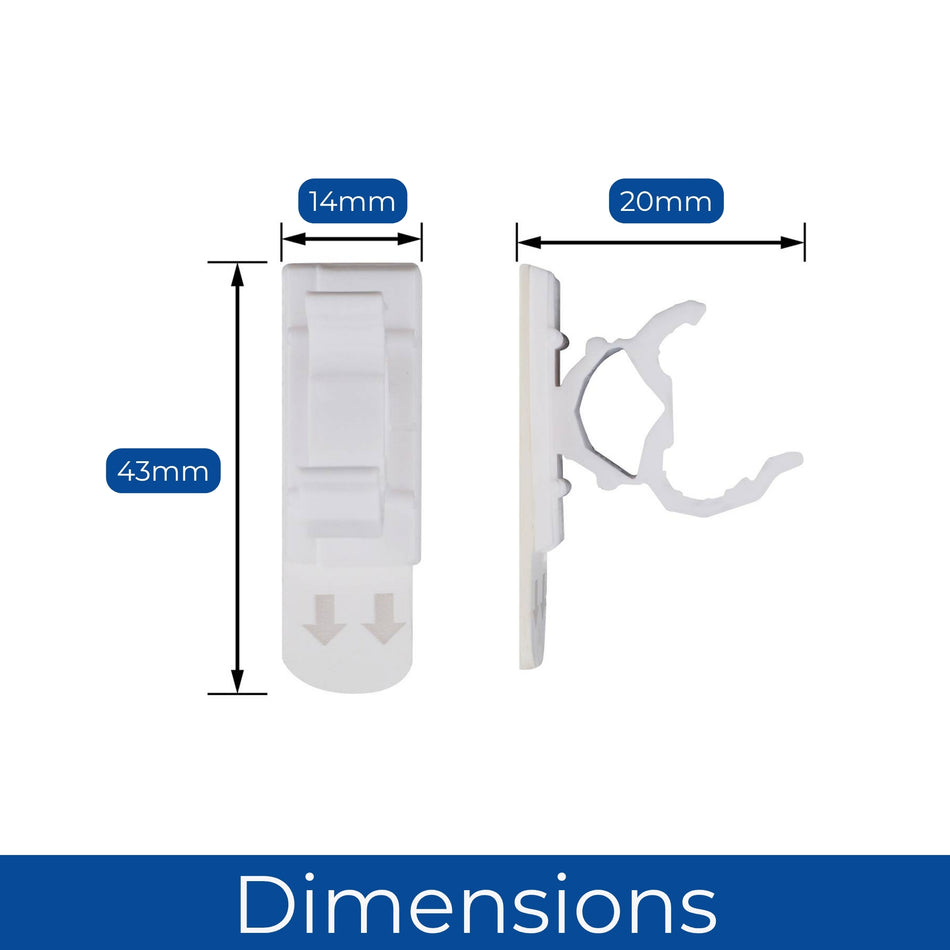 Cable Tidy Clips 5 Pack White Adhesive Wire Organiser Wall Mount
