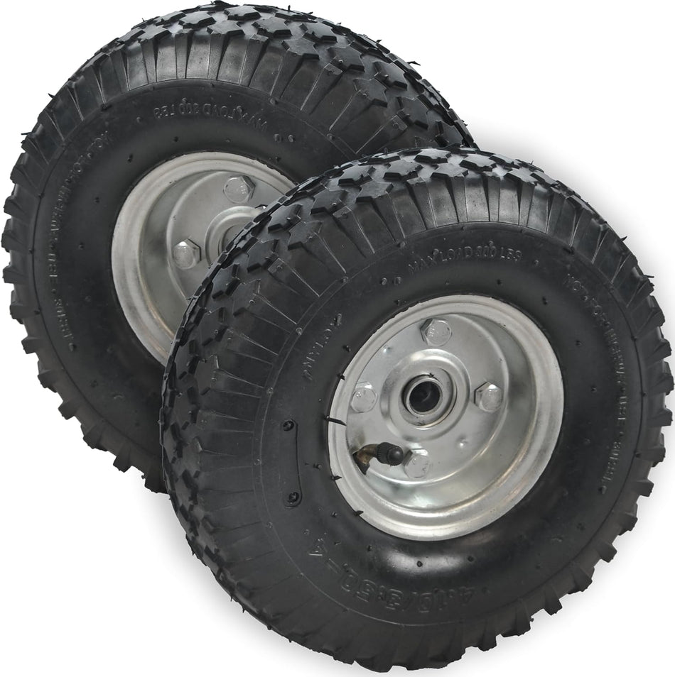 2 x 10" pneumatic wheels, 16mm bore, 220kg capacity, metal hub