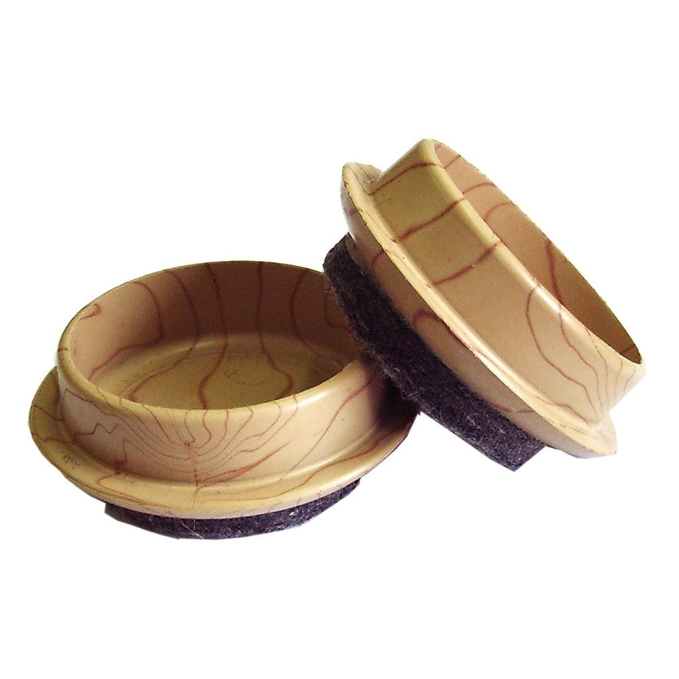 Furniture Castor Cups 44mm Felt Base Light Wood Grain