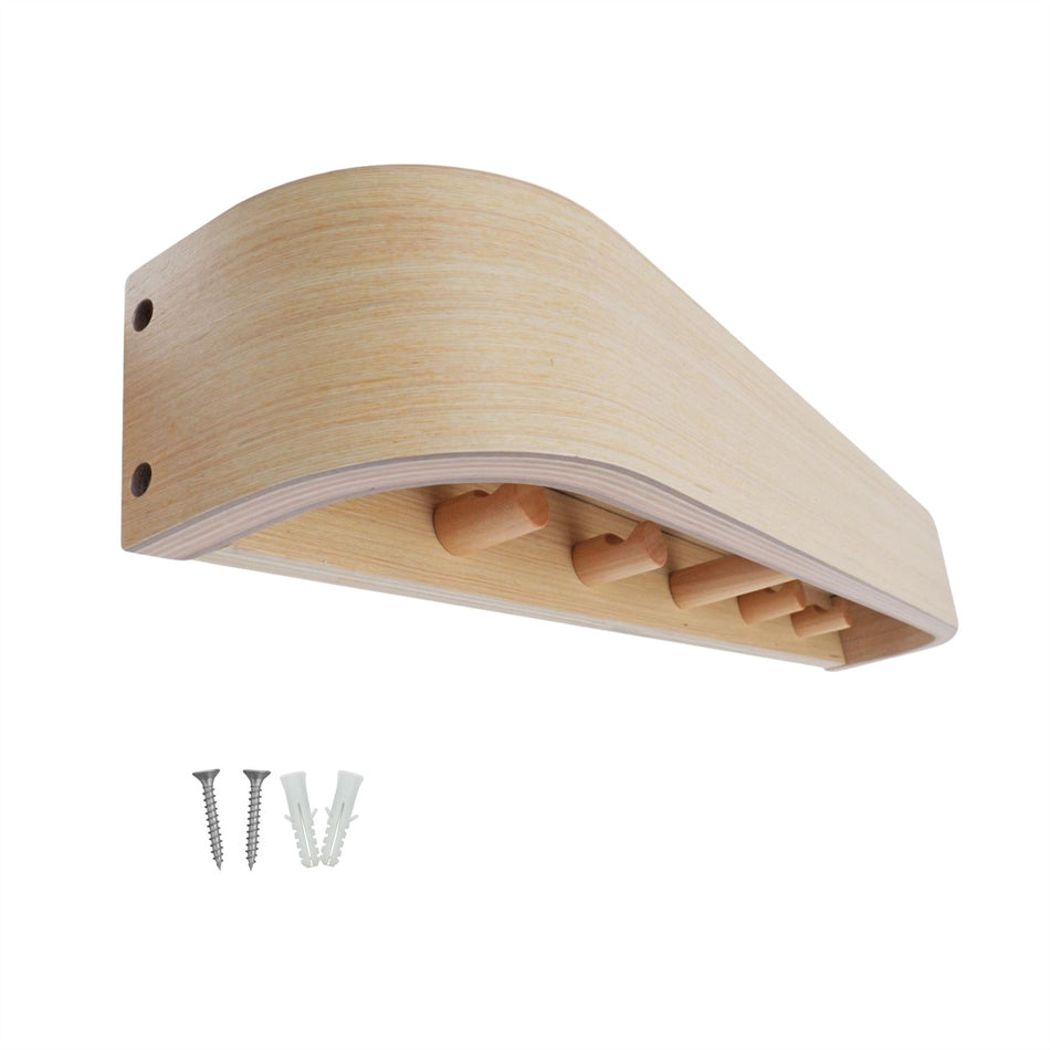Wooden Wall Coat Rack With 4 Hidden Hooks & Floating Shelf