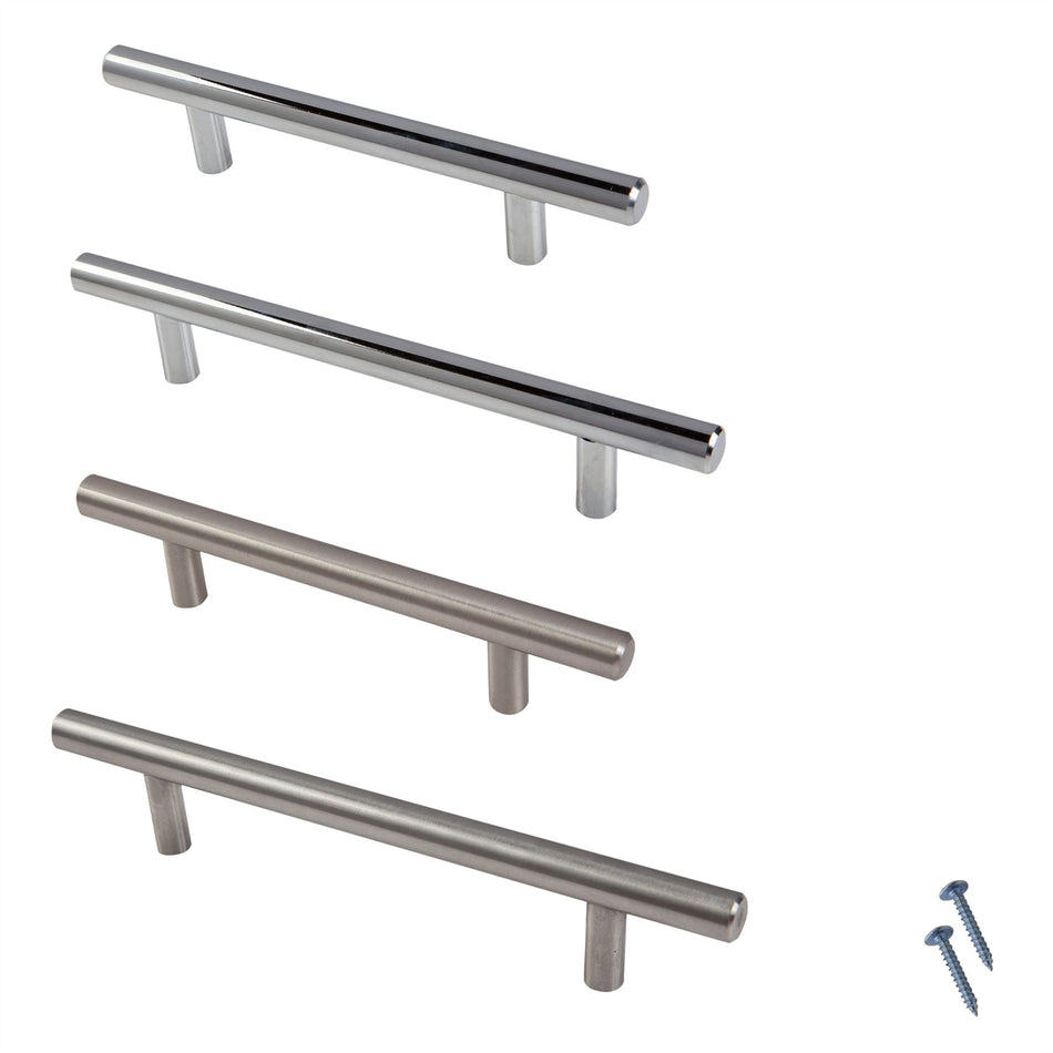 10 Pack T-Bar Metal Handles - Modern Cabinet & Drawer Pull Handles for DIY Projects