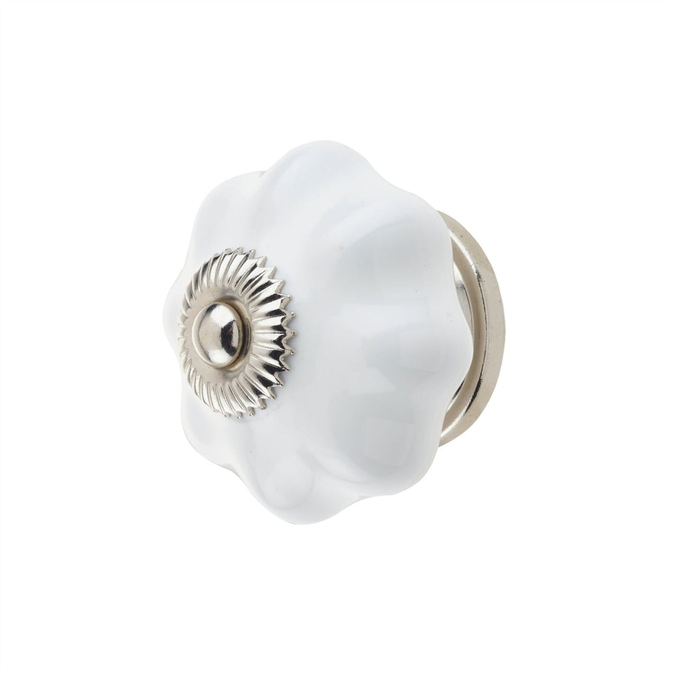 10 Pack Floral Ceramic Door Knobs 45mm White – Vintage Door Knobs