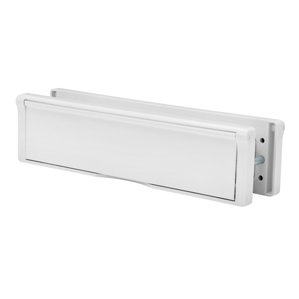 Letterplate Cover 12 inch Door Letterbox with Draught Excluder - White