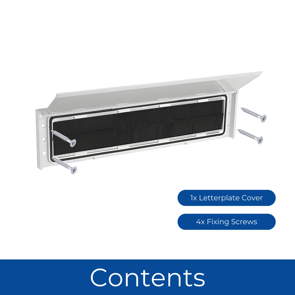 Letterplate Cover 12 inch Door Letterbox with Draught Excluder - White