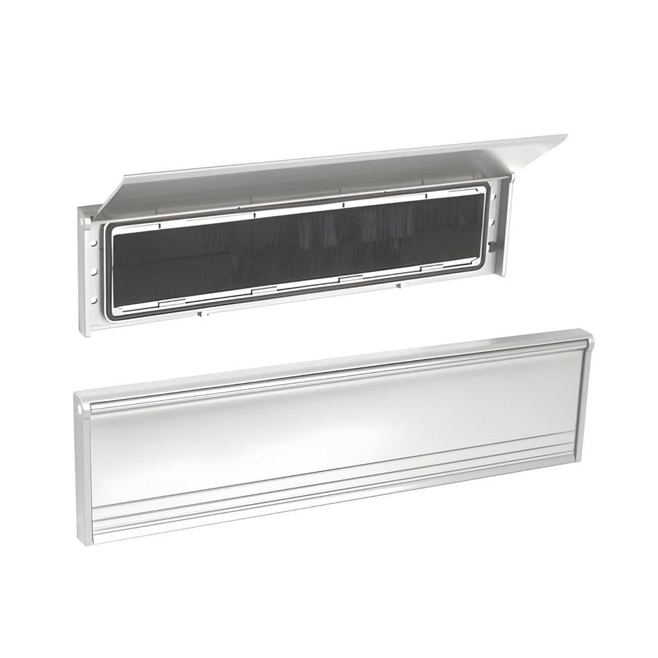 Letterplate Cover 12 inch Door Letterbox with Draught Excluder - Silver